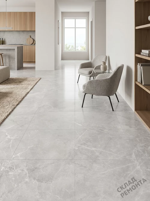 Фото Керамогранит лаппатированный Alma Ceramica Апарель GFU6060APL07L серый 600*600*9 – купить в Луганске: цена, описание, фото. Интернет-магазин 1